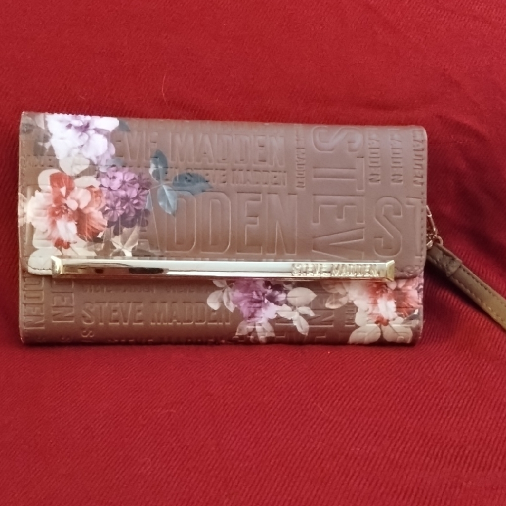 Steve Madden Brown Floral Embossed Clutch